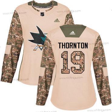 Adidas Dam San Jose Sharks #19 Joe Thornton Camo Autentisk 2017 Veterans Day Stitched NHL Tröjor