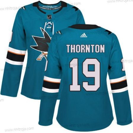 Adidas Dam San Jose Sharks #19 Joe Thornton Kricka Autentisk Stitched NHL Hemma Tröjor