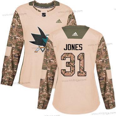 Adidas Dam San Jose Sharks #31 Martin Jones Camo Autentisk 2017 Veterans Day Stitched NHL Tröjor