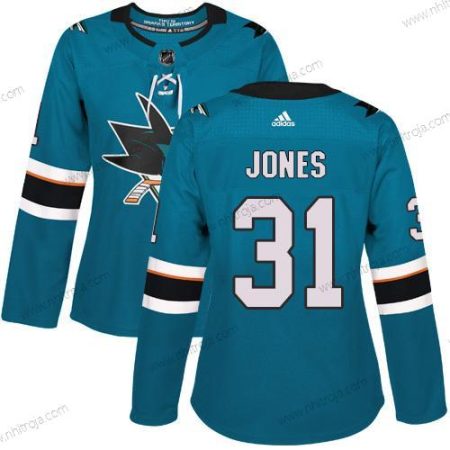 Adidas Dam San Jose Sharks #31 Martin Jones Kricka Autentisk Stitched NHL Hemma Tröjor