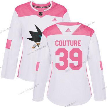 Adidas Dam San Jose Sharks #39 Logan Couture Vit Rosa Autentisk Stitched NHL Tröjor