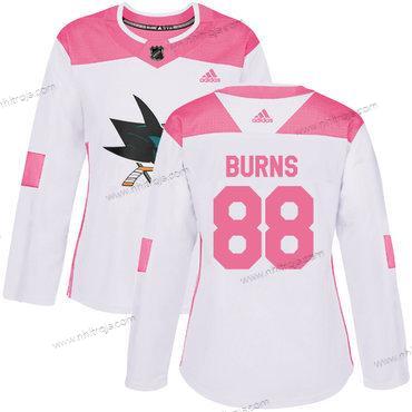 Adidas Dam San Jose Sharks #88 Brent Burns Vit Rosa Autentisk Stitched NHL Tröjor