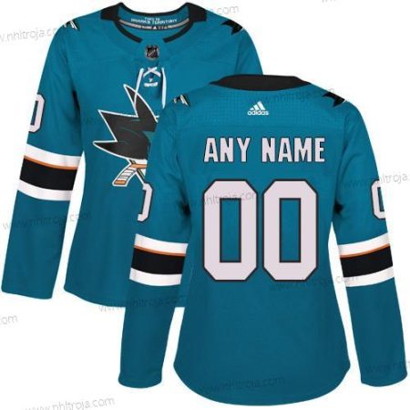 Adidas Dam San Jose Sharks Skräddarsydda Autentisk Kricka NHL Hemma Tröjor