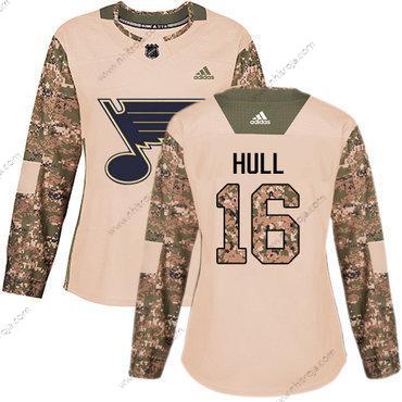 Adidas Dam St. Louis Blues #16 Brett Hull Camo Autentisk 2017 Veterans Day Stitched NHL Tröjor