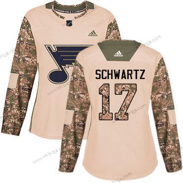 Adidas Dam St. Louis Blues #17 Jaden Schwartz Camo Autentisk 2017 Veterans Day Stitched NHL Tröjor