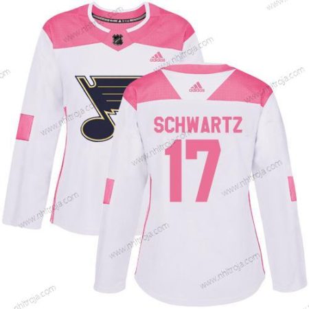 Adidas Dam St. Louis Blues #17 Jaden Schwartz Vit Rosa Autentisk Stitched NHL Tröjor