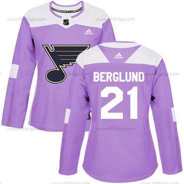 Adidas Dam St. Louis Blues #21 Patrik Berglund Lila Autentisk Bekämpar cancer Stitched NHL Tröjor