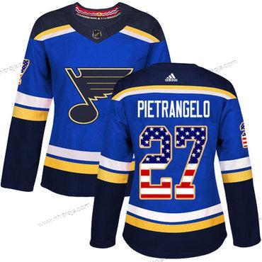 Adidas Dam St. Louis Blues #27 Alex Pietrangelo Blå Autentisk USA Flag Stitched NHL Hemma Tröjor