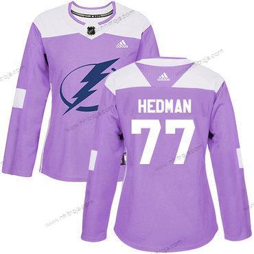 Adidas Dam Tampa Bay Lightning #77 Victor Hedman Lila Autentisk Bekämpar cancer Stitched NHL Tröjor