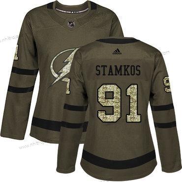 Adidas Dam Tampa Bay Lightning #91 Steven Stamkos Grön Salute to Service Stitched NHL Tröjor