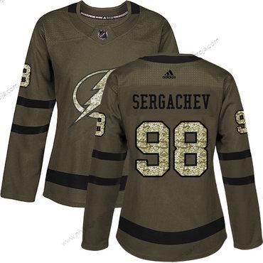 Adidas Dam Tampa Bay Lightning #98 Mikhail Sergachev Grön Salute to Service Stitched NHL Tröjor