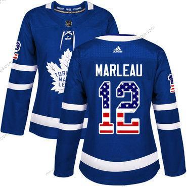 Adidas Dam Toronto Maple Leafs #12 Patrick Marleau Blå Autentisk USA Flag Stitched NHL Hemma Tröjor