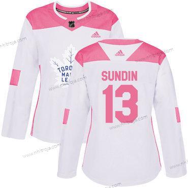 Adidas Dam Toronto Maple Leafs #13 Mats Sundin Vit Rosa Autentisk Stitched NHL Tröjor