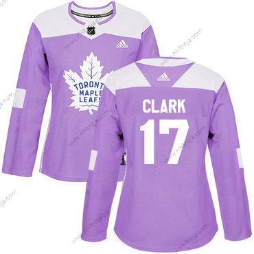 Adidas Dam Toronto Maple Leafs #17 Wendel Clark Lila Autentisk Bekämpar cancer Stitched NHL Tröjor