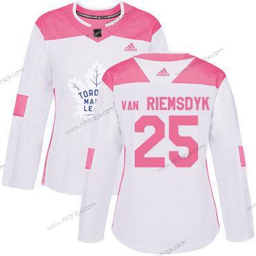 Adidas Dam Toronto Maple Leafs #25 James Van Riemsdyk Vit Rosa Autentisk Stitched NHL Tröjor