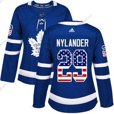 Adidas Dam Toronto Maple Leafs #29 William Nylander Blå Autentisk USA Flag Stitched NHL Hemma Tröjor