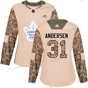 Adidas Dam Toronto Maple Leafs #31 Frederik Andersen Camo Autentisk 2017 Veterans Day Stitched NHL Tröjor