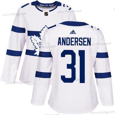 Adidas Dam Toronto Maple Leafs #31 Frederik Andersen Vit Autentisk 2018 Stadium Series Stitched NHL Tröjor