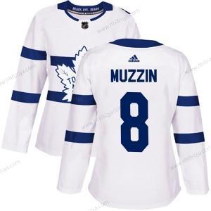 Adidas Dam Toronto Maple Leafs #8 Jake Muzzin Vit Autentisk 2018 Stadium Series Tröjor