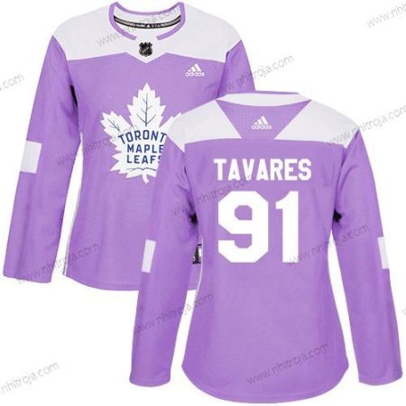 Adidas Dam Toronto Maple Leafs #91 John Tavares Lila Autentisk Bekämpar cancer Stitched NHL Tröjor