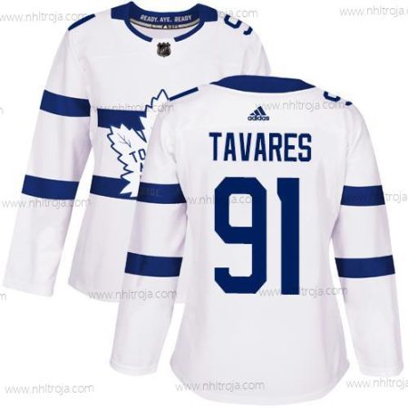 Adidas Dam Toronto Maple Leafs #91 John Tavares Vit Autentisk 2018 Stadium Series Stitched NHL Tröjor