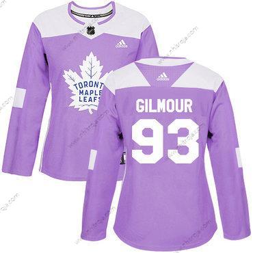 Adidas Dam Toronto Maple Leafs #93 Doug Gilmour Lila Autentisk Bekämpar cancer Stitched NHL Tröjor