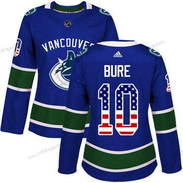 Adidas Dam Vancouver Canucks #10 Pavel Bure Blå Autentisk USA Flag Stitched NHL Hemma Tröjor