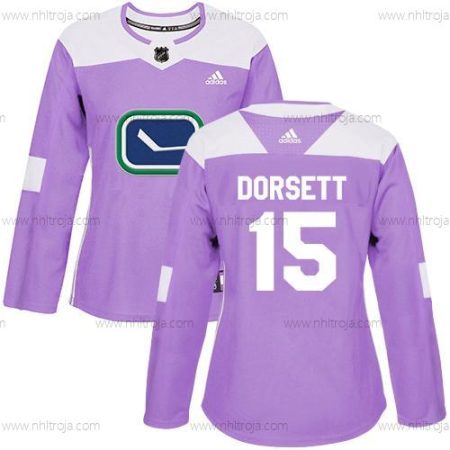 Adidas Dam Vancouver Canucks #15 Derek Dorsett Lila Autentisk Bekämpar cancer Stitched NHL Tröjor