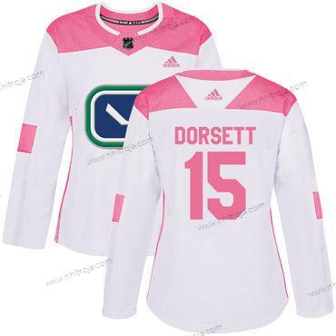 Adidas Dam Vancouver Canucks #15 Derek Dorsett Vit Rosa Autentisk Stitched NHL Tröjor