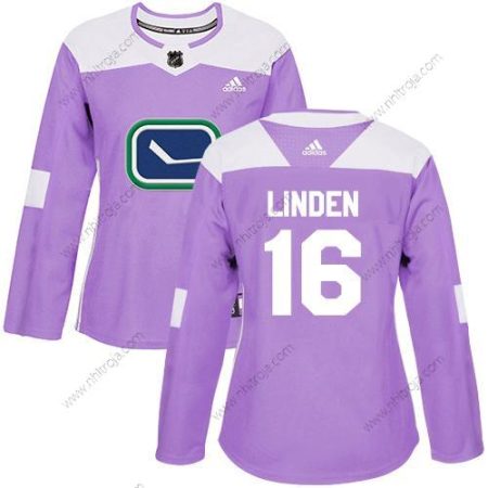 Adidas Dam Vancouver Canucks #16 Trevor Linden Lila Autentisk Bekämpar cancer Stitched NHL Tröjor