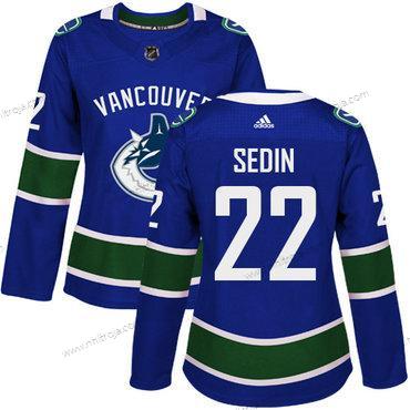 Adidas Dam Vancouver Canucks #22 Daniel Sedin Blå Autentisk Stitched NHL Hemma Tröjor