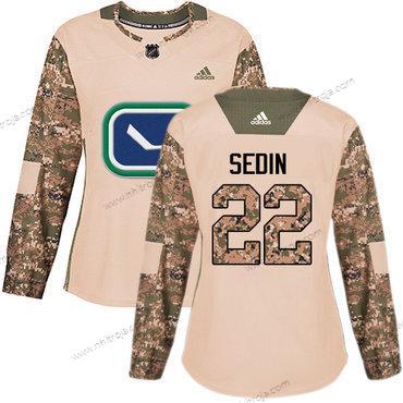 Adidas Dam Vancouver Canucks #22 Daniel Sedin Camo Autentisk 2017 Veterans Day Stitched NHL Tröjor