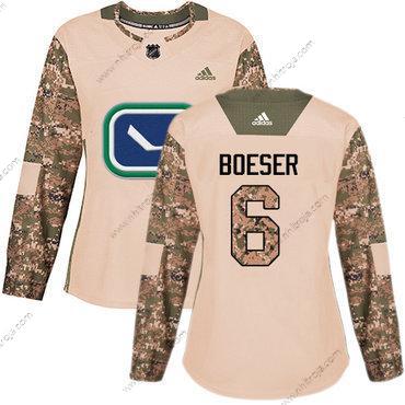 Adidas Dam Vancouver Canucks #6 Brock Boeser Camo Autentisk 2017 Veterans Day Stitched NHL Tröjor