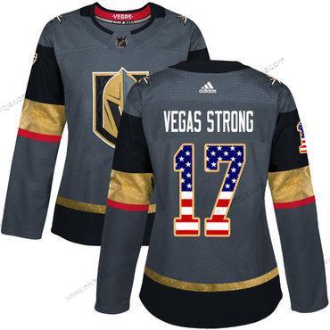 Adidas Dam Vegas Golden Knights #17 Vegas Strong Grå Autentisk USA Flag Stitched NHL Hemma Tröjor