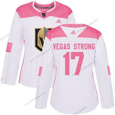 Adidas Dam Vegas Golden Knights #17 Vegas Strong Vit Rosa Autentisk Stitched NHL Tröjor