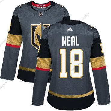 Adidas Dam Vegas Golden Knights #18 James Neal Grå Autentisk Stitched NHL Hemma Tröjor