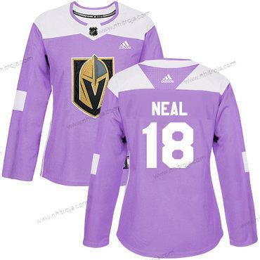 Adidas Dam Vegas Golden Knights #18 James Neal Lila Autentisk Bekämpar cancer Stitched NHL Tröjor