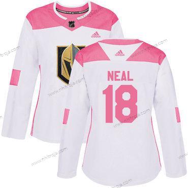 Adidas Dam Vegas Golden Knights #18 James Neal Vit Rosa Autentisk Stitched NHL Tröjor