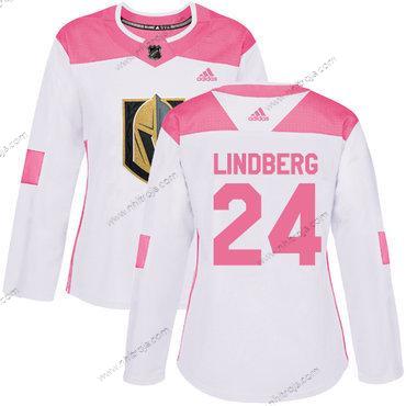 Adidas Dam Vegas Golden Knights #24 Oscar Lindberg Vit Rosa Autentisk Stitched NHL Tröjor