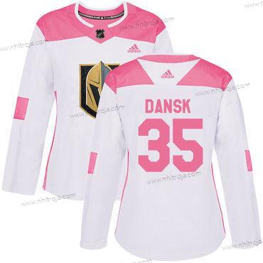 Adidas Dam Vegas Golden Knights #35 Oscar Dansk Vit Rosa Autentisk Stitched NHL Tröjor