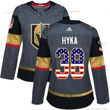 Adidas Dam Vegas Golden Knights #38 Tomas Hyka Grå Autentisk USA Flag Stitched NHL Hemma Tröjor