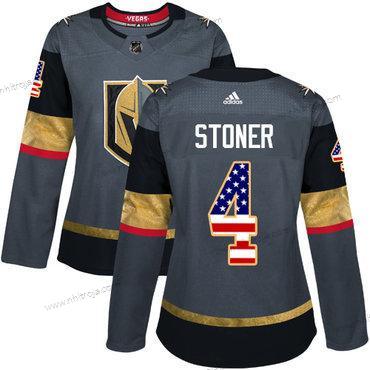 Adidas Dam Vegas Golden Knights #4 Clayton Stoner Grå Autentisk USA Flag Stitched NHL Hemma Tröjor