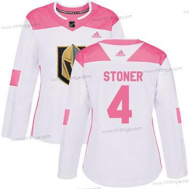 Adidas Dam Vegas Golden Knights #4 Clayton Stoner Vit Rosa Autentisk Stitched NHL Tröjor