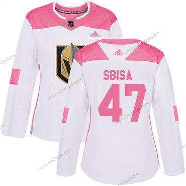 Adidas Dam Vegas Golden Knights #47 Luca Sbisa Vit Rosa Autentisk Stitched NHL Tröjor