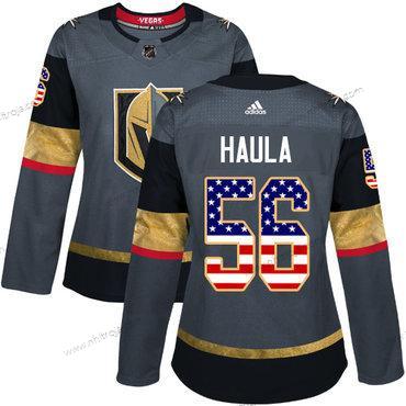 Adidas Dam Vegas Golden Knights #56 Erik Haula Grå Autentisk USA Flag Stitched NHL Hemma Tröjor