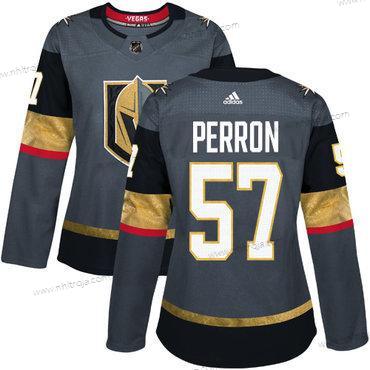 Adidas Dam Vegas Golden Knights #57 David Perron Grå Autentisk Stitched NHL Hemma Tröjor