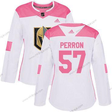 Adidas Dam Vegas Golden Knights #57 David Perron Vit Rosa Autentisk Stitched NHL Tröjor