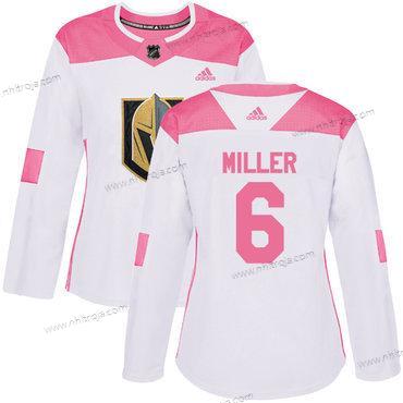 Adidas Dam Vegas Golden Knights #6 Colin Miller Vit Rosa Autentisk Stitched NHL Tröjor