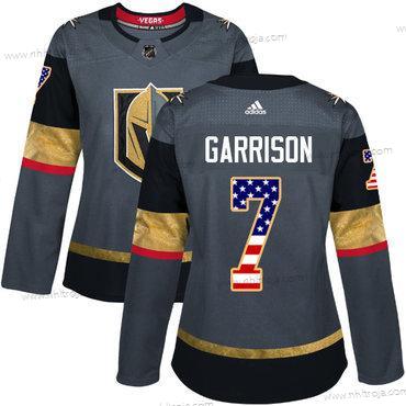 Adidas Dam Vegas Golden Knights #7 Jason Garrison Grå Autentisk USA Flag Stitched NHL Hemma Tröjor