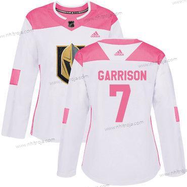 Adidas Dam Vegas Golden Knights #7 Jason Garrison Vit Rosa Autentisk Stitched NHL Tröjor